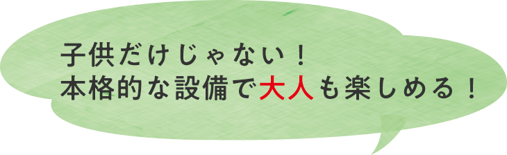 子供だけじゃない！本格的な設備で大人も楽しめる！